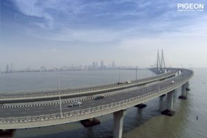 Beautiful view of Bandra Worli Sealink captured using Drone
