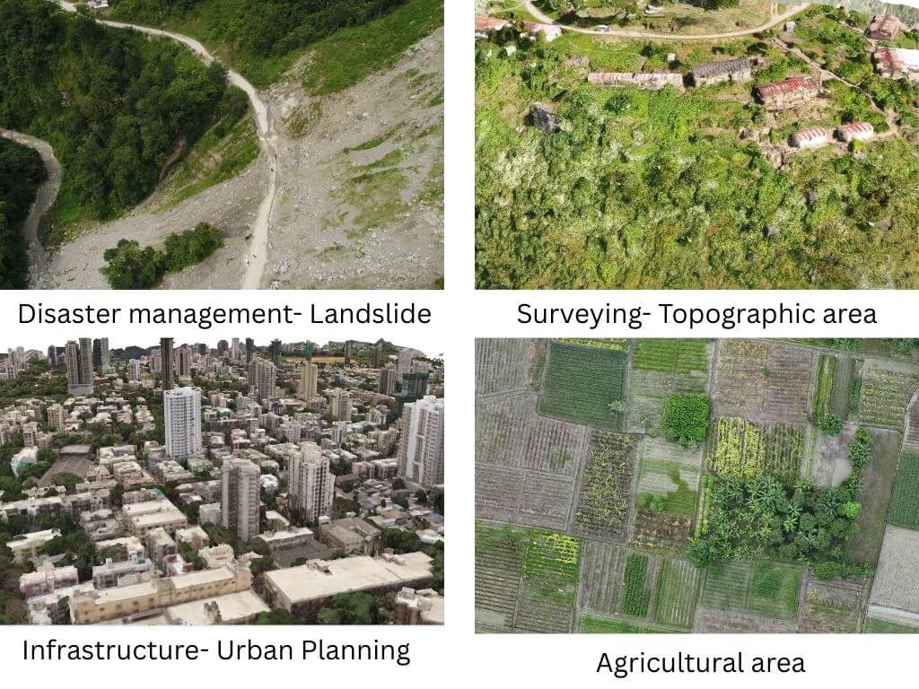 collage of drone survey in different areas