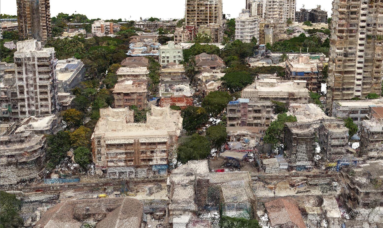 point cloud image of a urban area